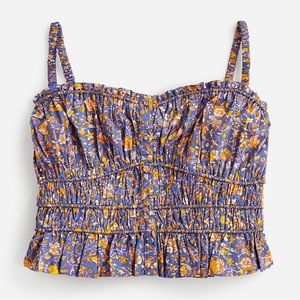 J.Crew Cinched-waist cotton poplin tank top in midnight floral